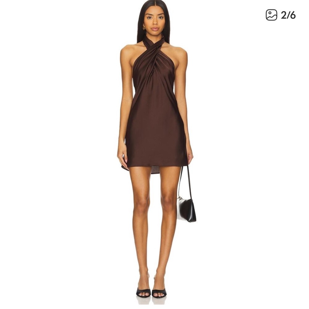 Show Me Your MuMu Brown Halter Mini Dress